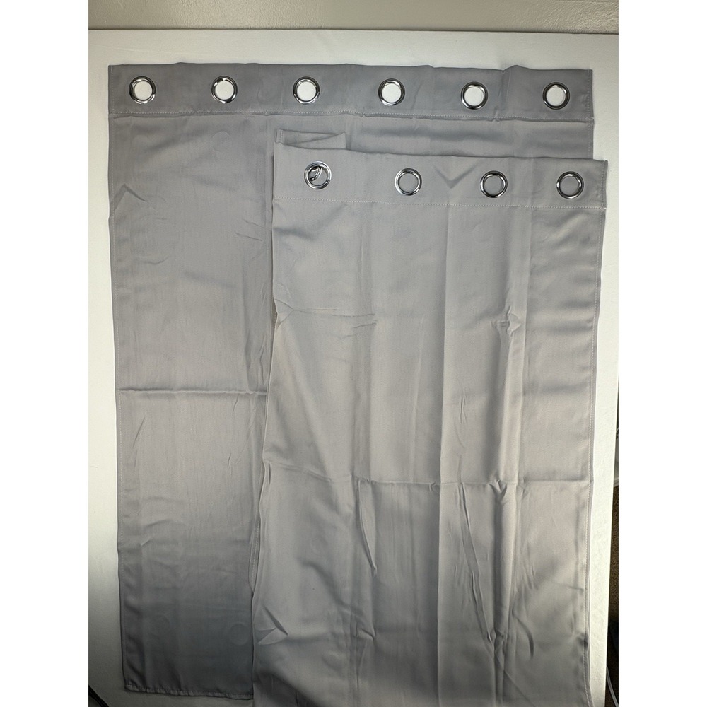 SET of 2 Black Out Gray Window Curtain Panels Gromet Top 41.5" X 55.5"